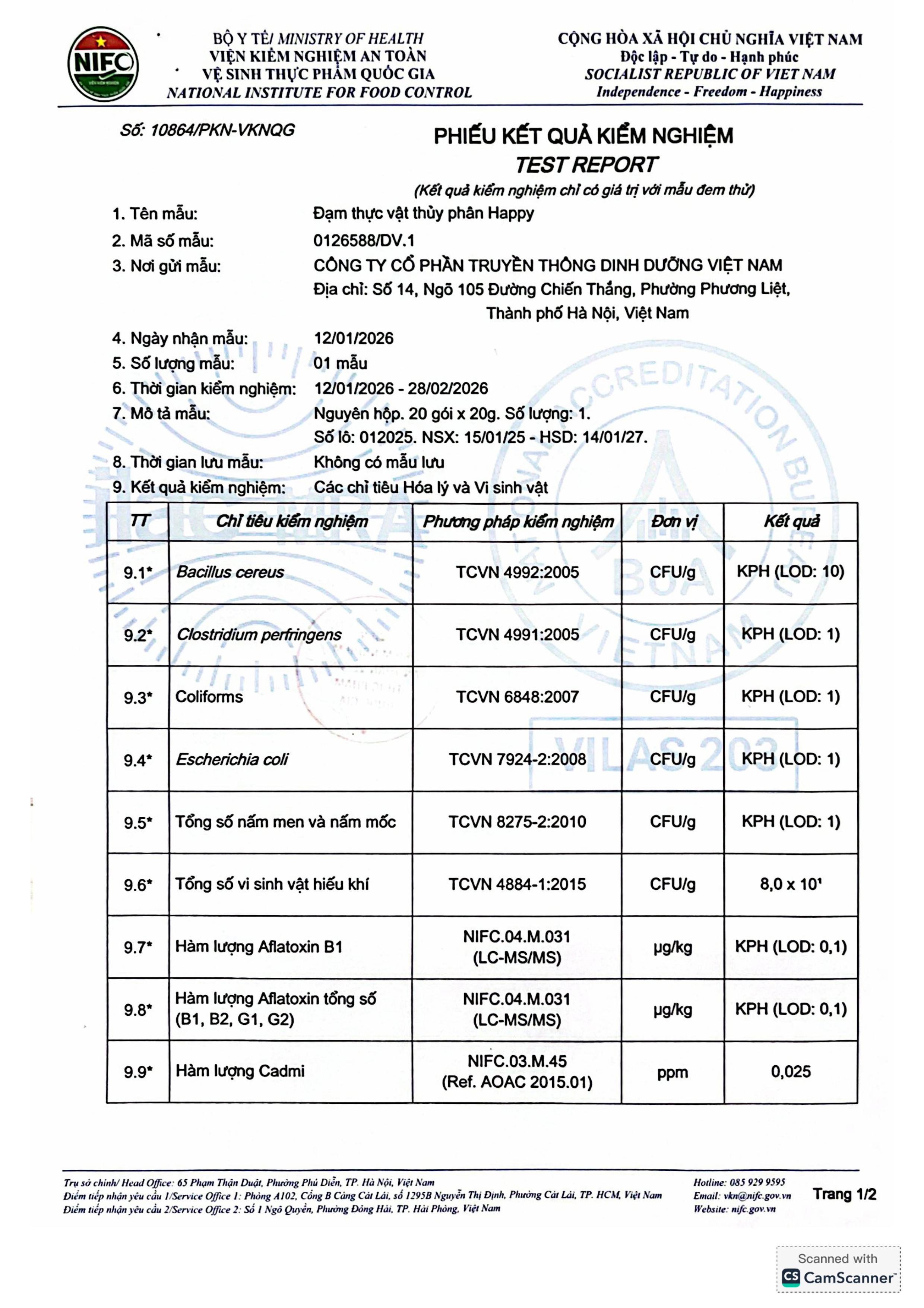 Không chứa kim loại nặng 1