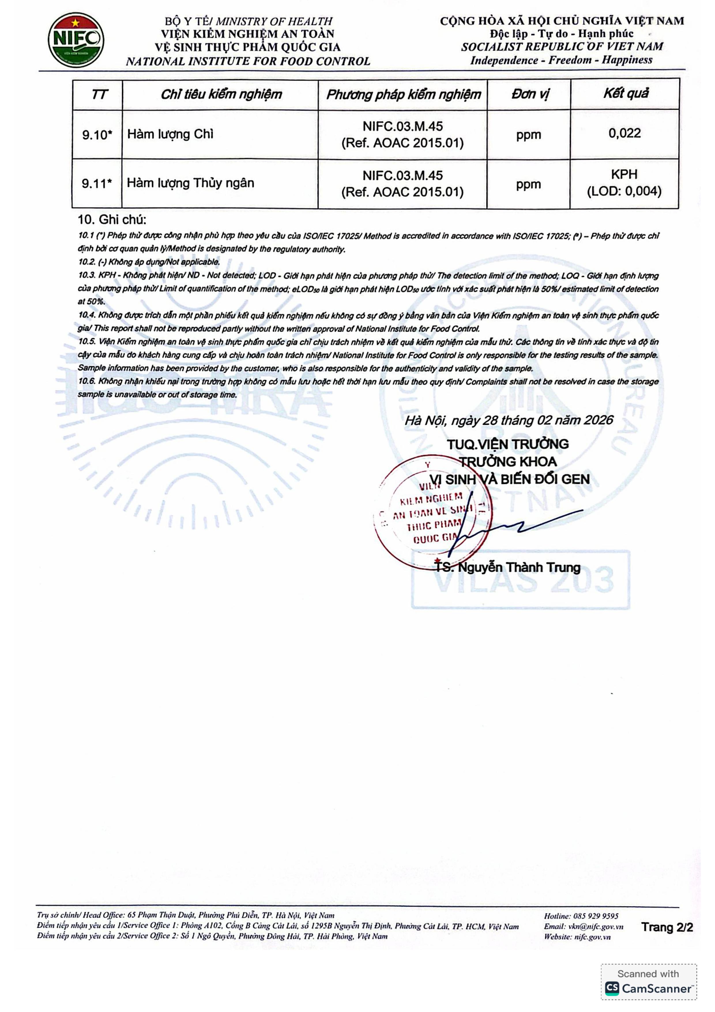 Không chứa kim loại nặng 2